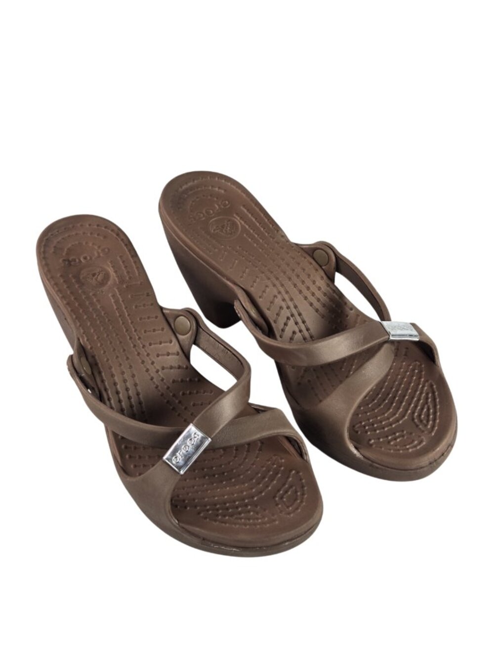 Crocs Cyprus IV Brown Wedge Sandals Heels Comfort Slip On Womens 8